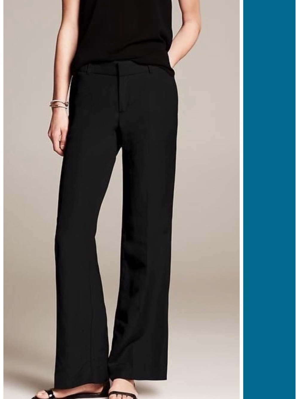 Banana Republic Linen Blend Wide Leg Pant in Black Size 6 EUC Vintage